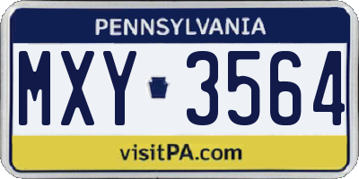 PA license plate MXY3564