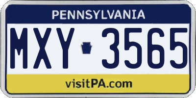 PA license plate MXY3565