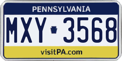 PA license plate MXY3568