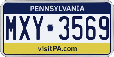 PA license plate MXY3569