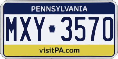 PA license plate MXY3570