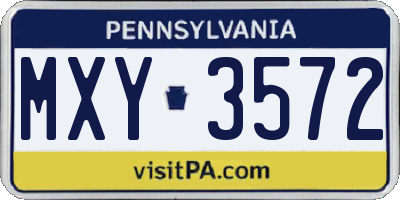PA license plate MXY3572