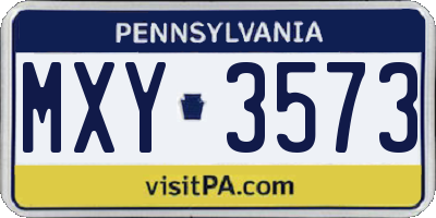 PA license plate MXY3573