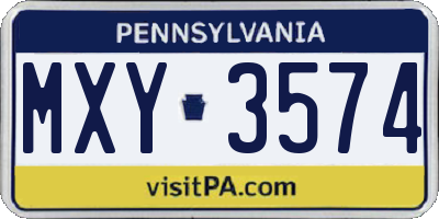 PA license plate MXY3574