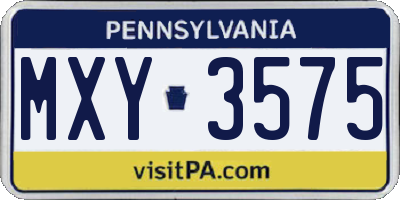 PA license plate MXY3575