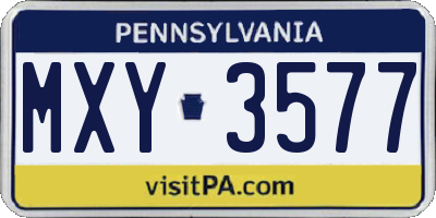 PA license plate MXY3577