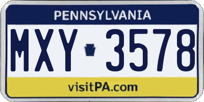 PA license plate MXY3578