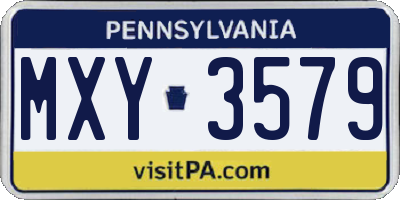 PA license plate MXY3579