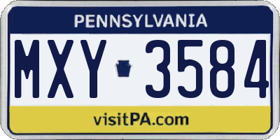 PA license plate MXY3584