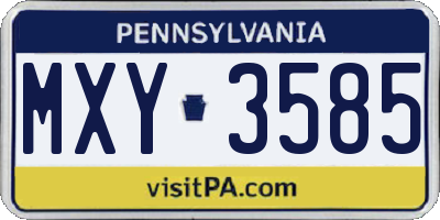 PA license plate MXY3585