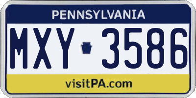 PA license plate MXY3586