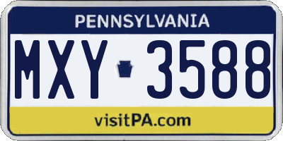 PA license plate MXY3588