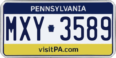 PA license plate MXY3589