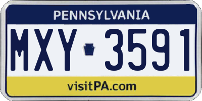 PA license plate MXY3591