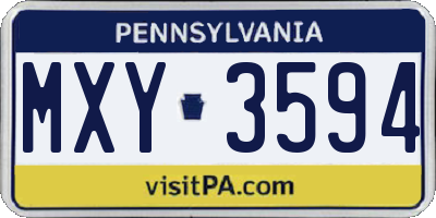 PA license plate MXY3594