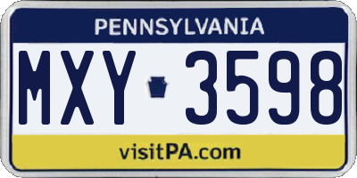 PA license plate MXY3598