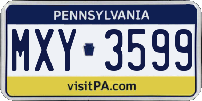 PA license plate MXY3599