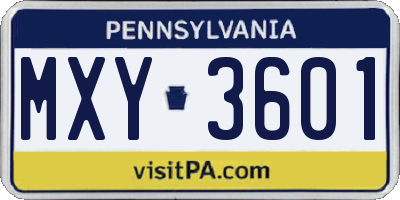 PA license plate MXY3601
