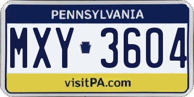 PA license plate MXY3604