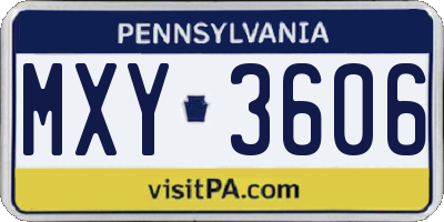 PA license plate MXY3606