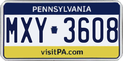 PA license plate MXY3608