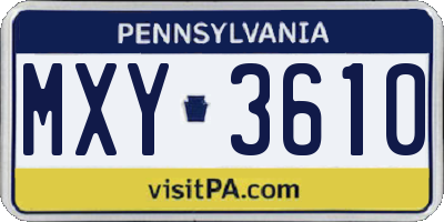 PA license plate MXY3610
