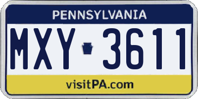 PA license plate MXY3611