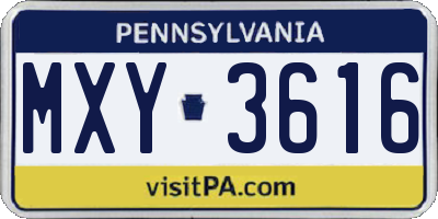 PA license plate MXY3616