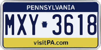 PA license plate MXY3618