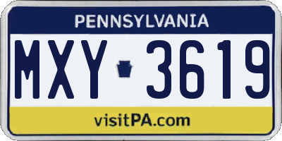 PA license plate MXY3619