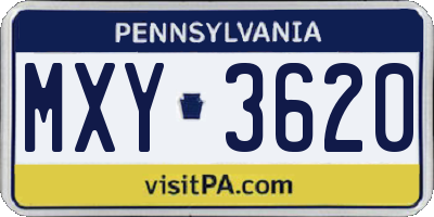 PA license plate MXY3620