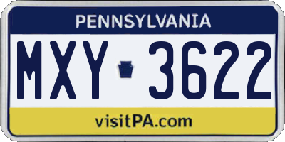 PA license plate MXY3622