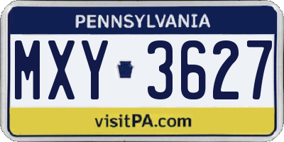 PA license plate MXY3627
