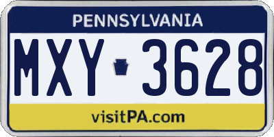 PA license plate MXY3628