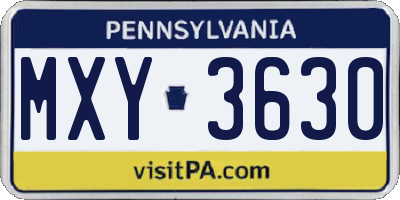 PA license plate MXY3630