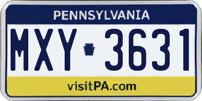 PA license plate MXY3631