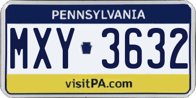 PA license plate MXY3632