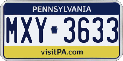 PA license plate MXY3633