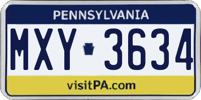 PA license plate MXY3634