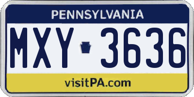 PA license plate MXY3636