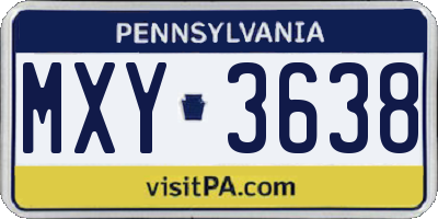 PA license plate MXY3638