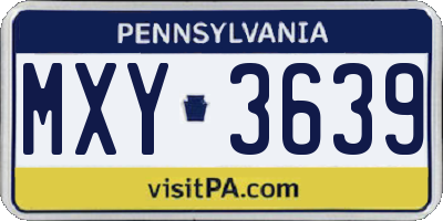 PA license plate MXY3639