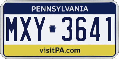 PA license plate MXY3641