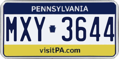 PA license plate MXY3644