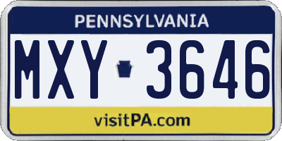 PA license plate MXY3646
