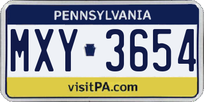 PA license plate MXY3654