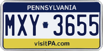 PA license plate MXY3655