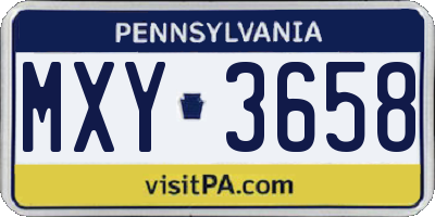 PA license plate MXY3658
