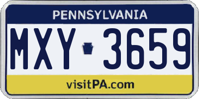 PA license plate MXY3659