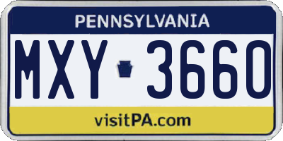 PA license plate MXY3660